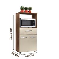 Balcão Multiuso Para Forno Cozinha 2 Portas 1 Gaveta Nicho - Savana/off White - 2