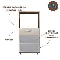 Balcão Multiuso Para Forno Cozinha 2 Portas 1 Gaveta Nicho - Savana/off White - 3
