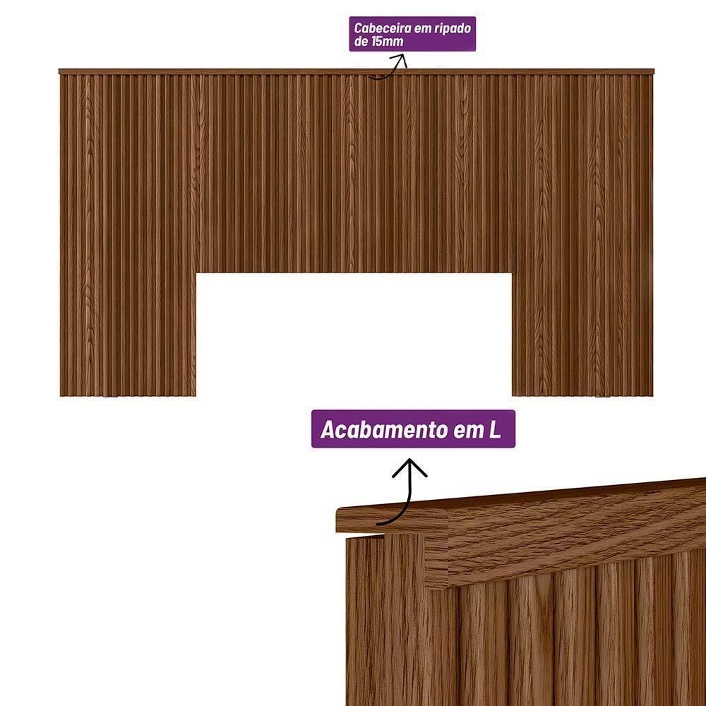 Cabeceira Ripada Para Cama Queen 241cm Laranjeira - Freijó - 3