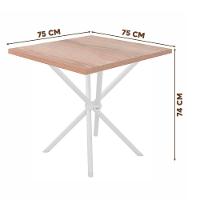 Mesa De Aço Quadrada Com 4 Cadeiras De Jantar 75cm - Branco E Carvalho - 4