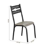 Mesa Com 4 Cadeiras Aço Para Cozinha 110cm Preto Carvalho - 4