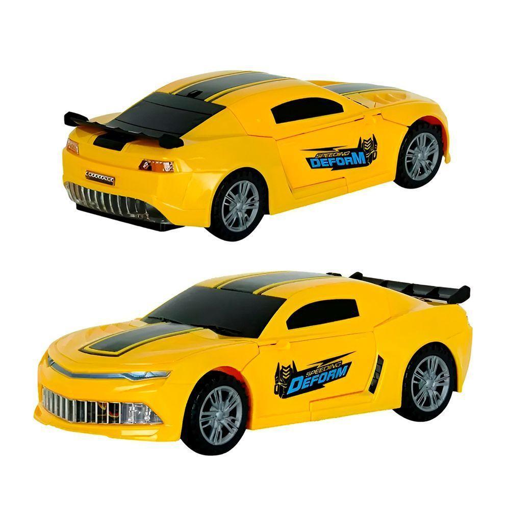 Carro E Robô 2 Em 1 - Bate, Volta, Som E Luz -amarelo - 2