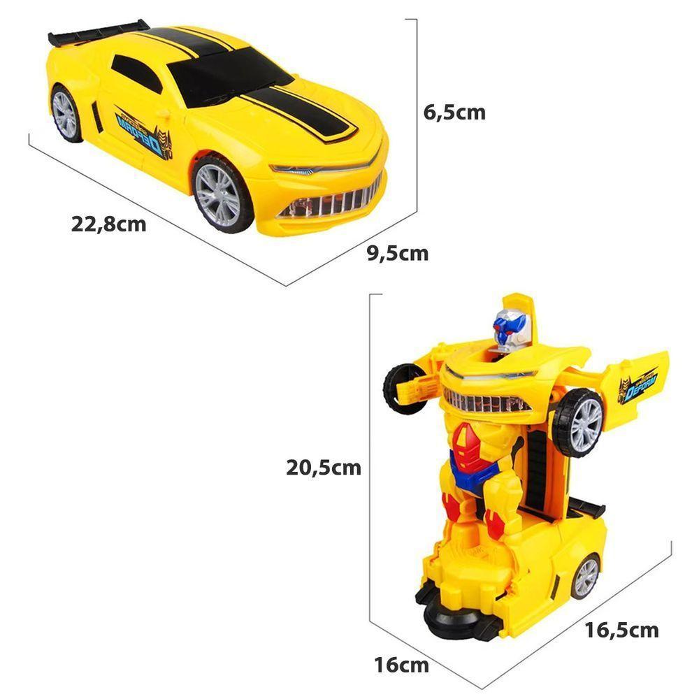Carro E Robô 2 Em 1 - Bate, Volta, Som E Luz -amarelo - 5