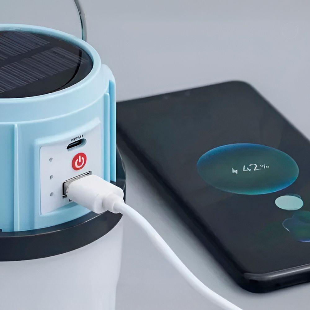 Lanterna Recarregável Estilo Lampião Usb Solar Cor:azul - 2