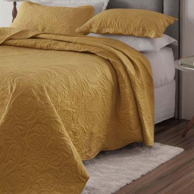 Kit Cobre Leito Colcha Basic Casal 3 Peças Dupla Face Liso Classic - Açafrão - 100% Poliéster