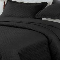 Kit Cobre Leito Colcha Basic Queen 3 Peças Dupla Face Liso Classic - Preto Bolinha - 100% Poliéster - 2