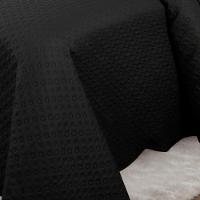 Kit Cobre Leito Colcha Basic Queen 3 Peças Dupla Face Liso Classic - Preto Bolinha - 100% Poliéster - 3