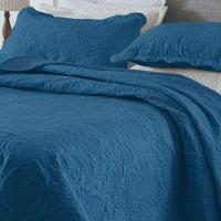 Kit Cobre Leito Colcha Basic King 3 Peças Dupla Face Liso Classic - Azul Cobalto - 100% Poliéster - 2