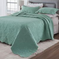 Kit Cobre Leito Colcha Basic King 3 Peças Dupla Face Liso Classic - Verde Malva - 100% Poliéster - 1