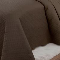 Kit Cobre Leito Colcha Basic King 3 Peças Dupla Face Liso Classic - Marrom Bolinha - 100% Poliéster - 3