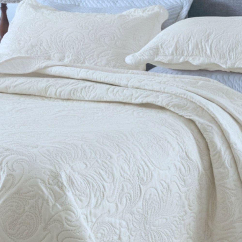 Kit Cobre Leito Colcha Basic King 3 Peças Dupla Face Liso Classic - Marfim - 100% Poliéster - 2