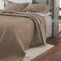 Kit Cobre Leito Colcha Basic Queen 3 Peças Dupla Face Liso Classic - Cáqui - 100% Poliéster - 1