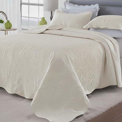 Kit Cobre Leito Colcha Basic Queen 3 Peças Dupla Face Liso Classic - Bege - 100% Poliéster