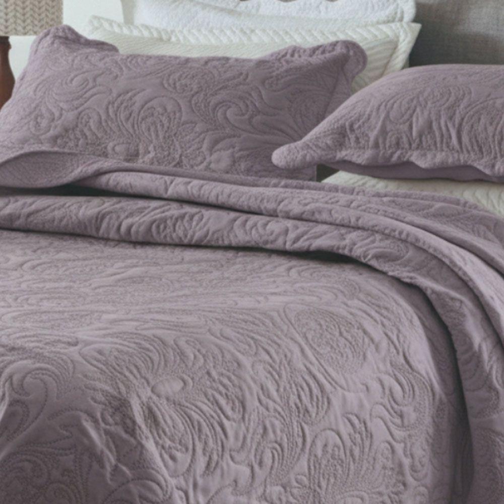 Kit Cobre Leito Colcha Basic King 3 Peças Dupla Face Liso Classic - Lavanda - 100% Poliéster - 2