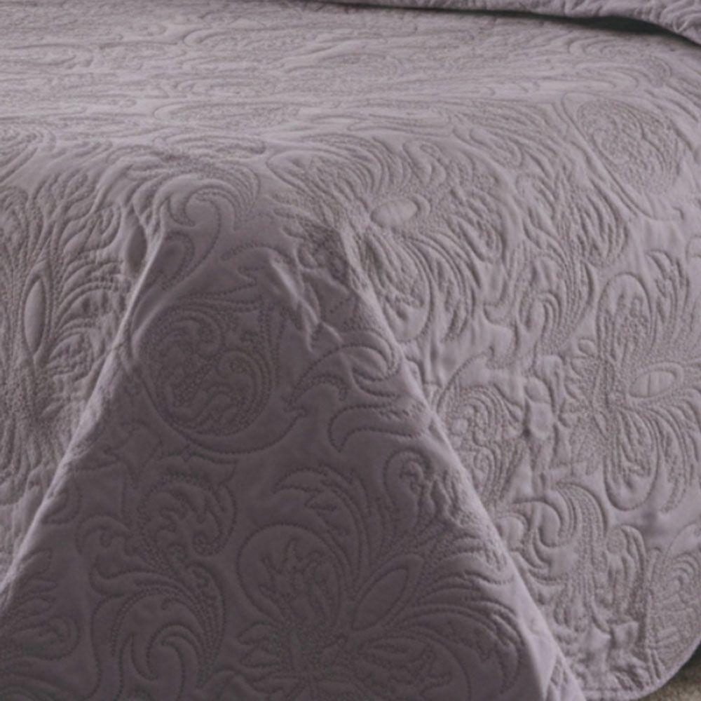 Kit Cobre Leito Colcha Basic King 3 Peças Dupla Face Liso Classic - Lavanda - 100% Poliéster - 3