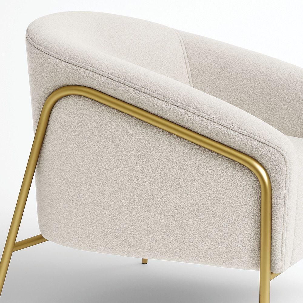 Poltrona Sala Industrial Alta Dourado Stella Bouclê Cinza D03 - D'rossi - 7