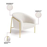 Poltrona Sala Industrial Alta Dourado Stella Bouclê Cinza D03 - D'rossi - 3