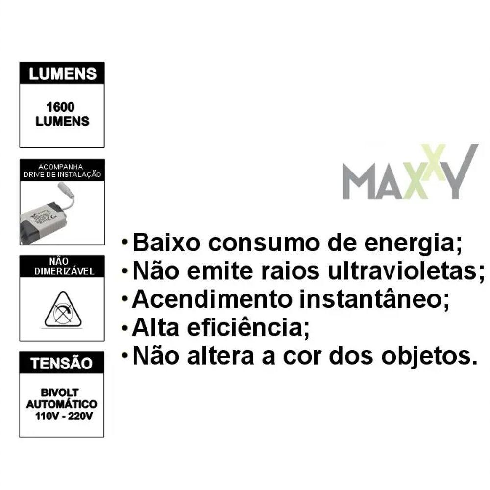 Painel Plafon Led Embutir Redondo 24w 6500k Max-0432 - 6