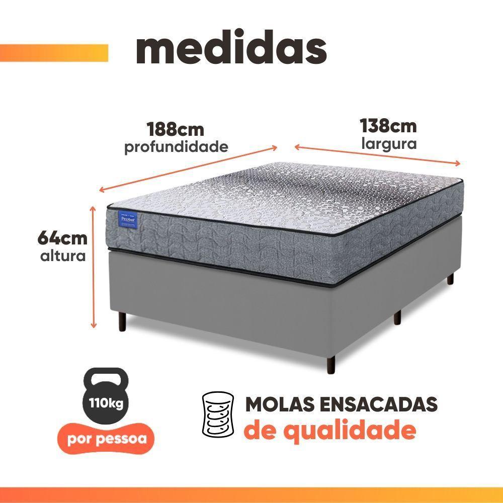 Cama Box Casal Probel Molas Ensacadas 138x188x64 Day Springs A Vácuo Branco/cinza Branco / Cinza - 4