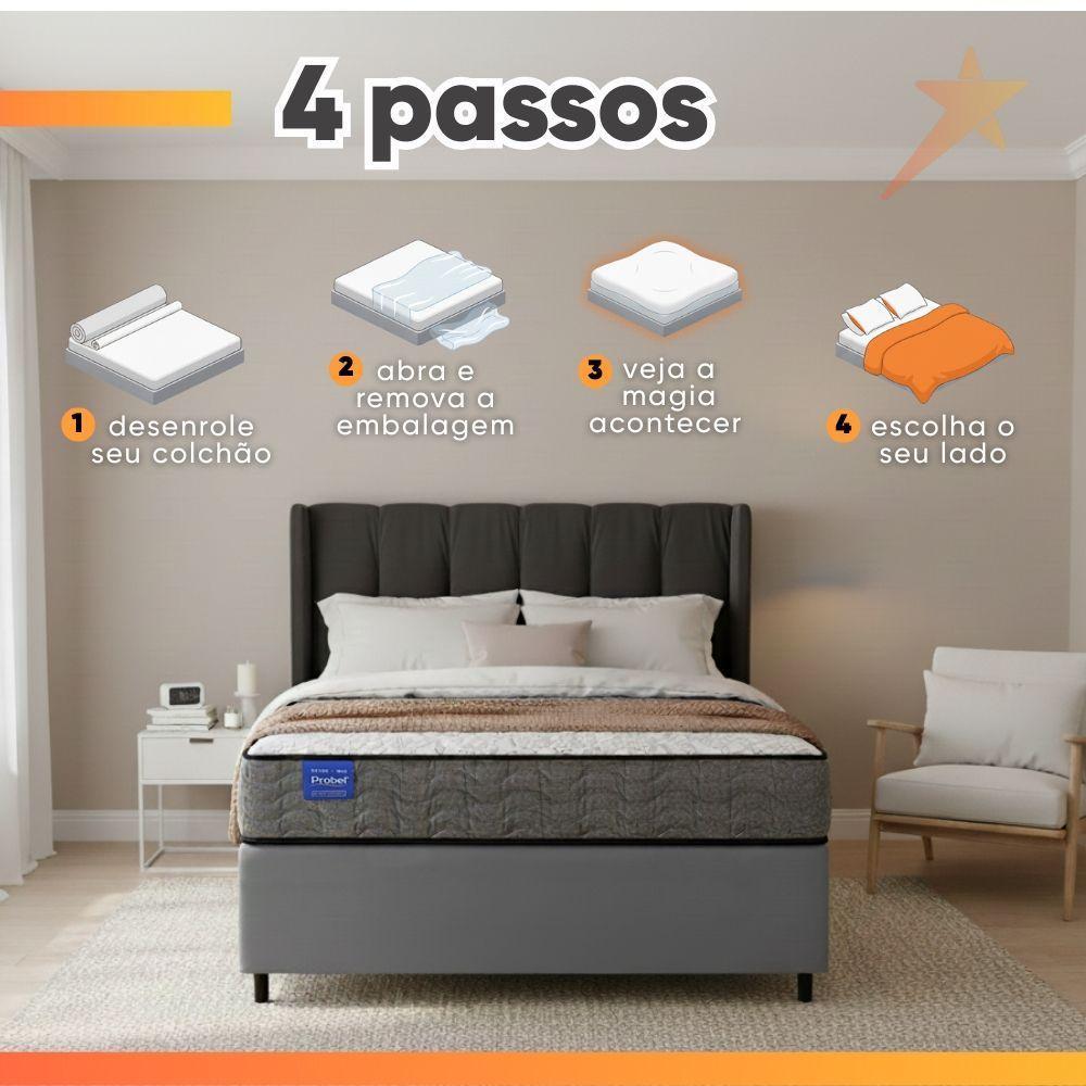 Cama Box Casal Probel Molas Ensacadas 138x188x64 Day Springs A Vácuo Branco/cinza Branco / Cinza - 8