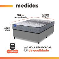 Cama Box Casal Probel Molas Ensacadas 138x188x64 Day Springs A Vácuo Branco/cinza Branco / Cinza