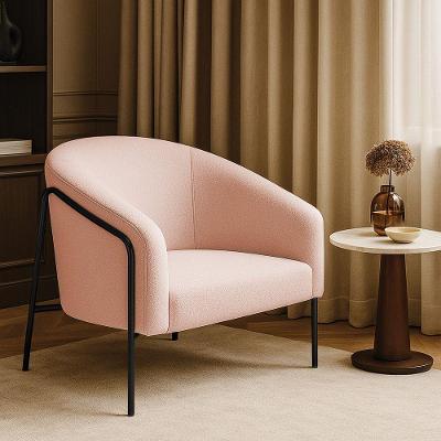 Poltrona Sala Stella Bouclê D03 Industrial Alta Preto Rosa D'Rossi