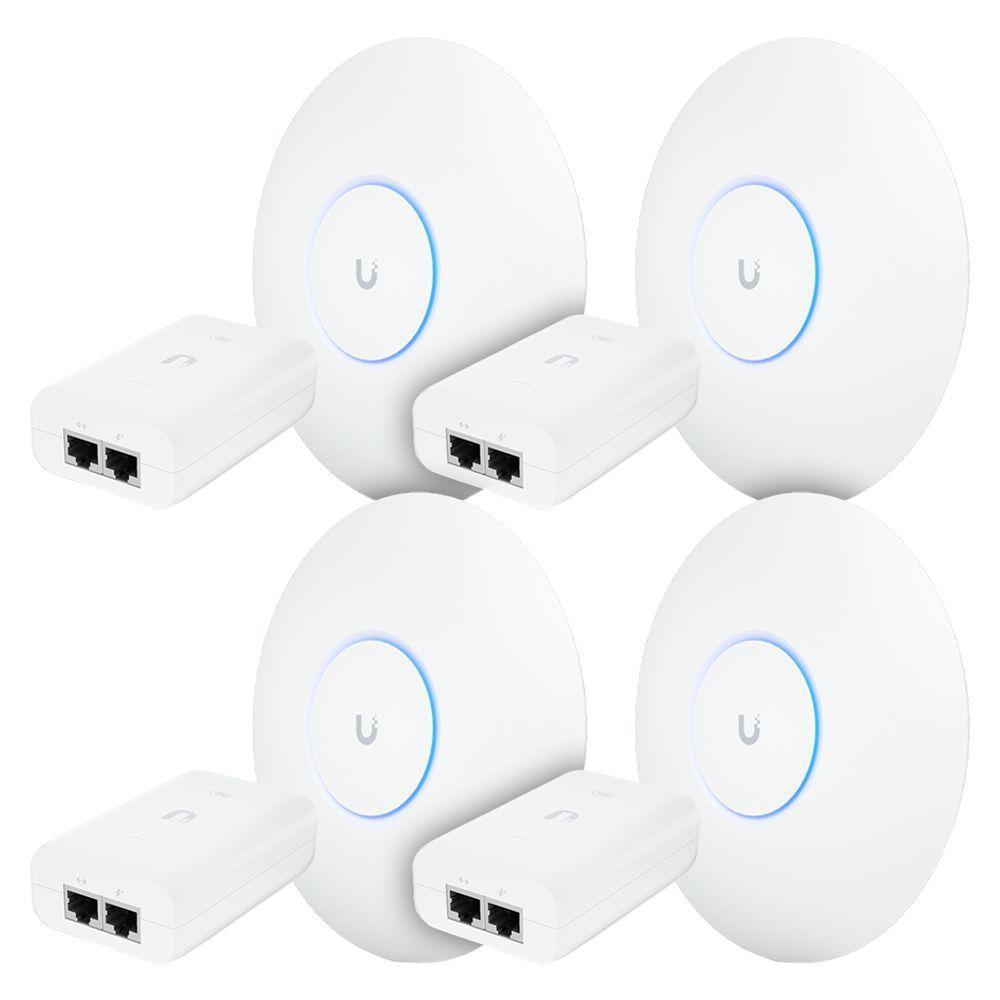 4 Roteadores Wifi 6 Access Point 5.3 Gbps + 4 Injetores Poe+ 4 U6 Pro Ubiquiti Com 4 Fontes 48v 30w - 4