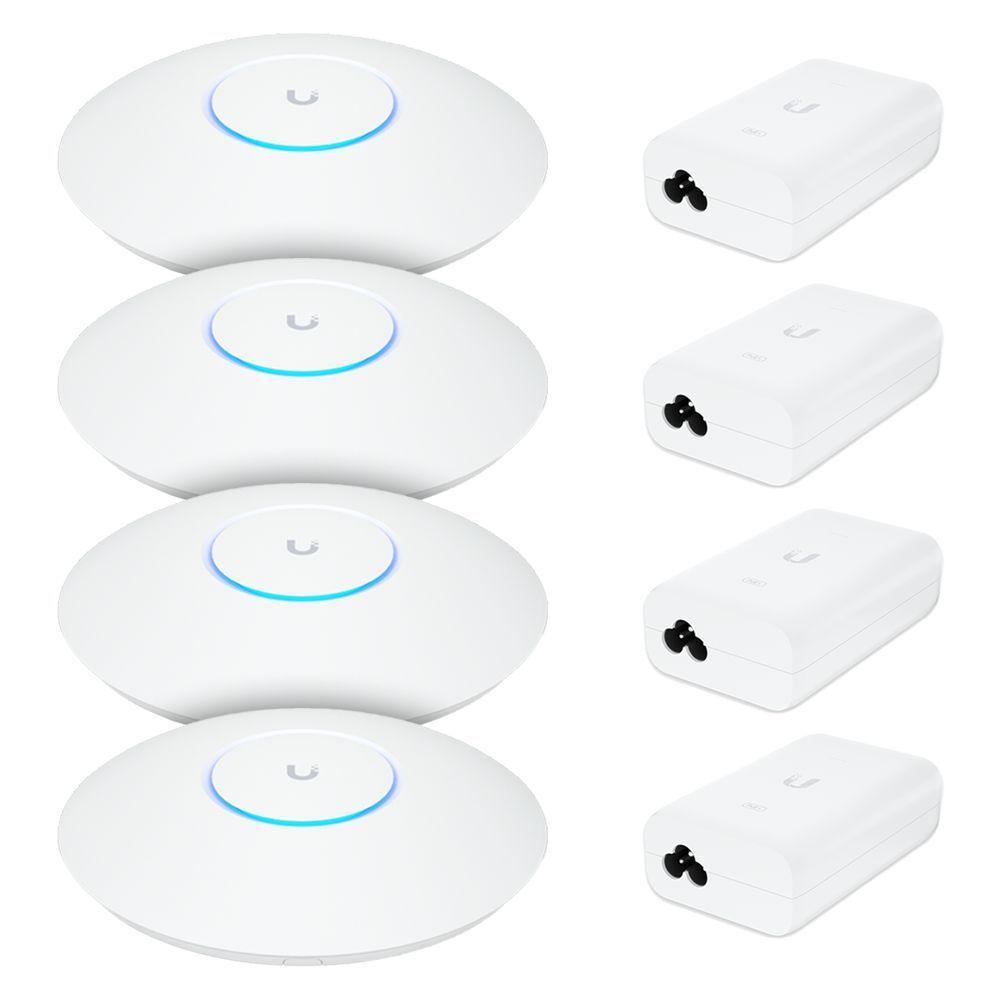 4 Roteadores Wifi 6 Access Point 5.3 Gbps + 4 Injetores Poe+ 4 U6 Pro Ubiquiti Com 4 Fontes 48v 30w - 5