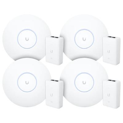4 Roteadores Wifi 6 Access Point 5.3 Gbps + 4 Injetores Poe+ 4 U6 Pro Ubiquiti Com 4 Fontes 48v 30w