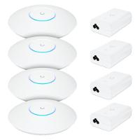 4 Roteadores Wifi 6 Access Point 5.3 Gbps + 4 Injetores Poe+ 4 U6 Pro Ubiquiti Com 4 Fontes 48v 30w - 5