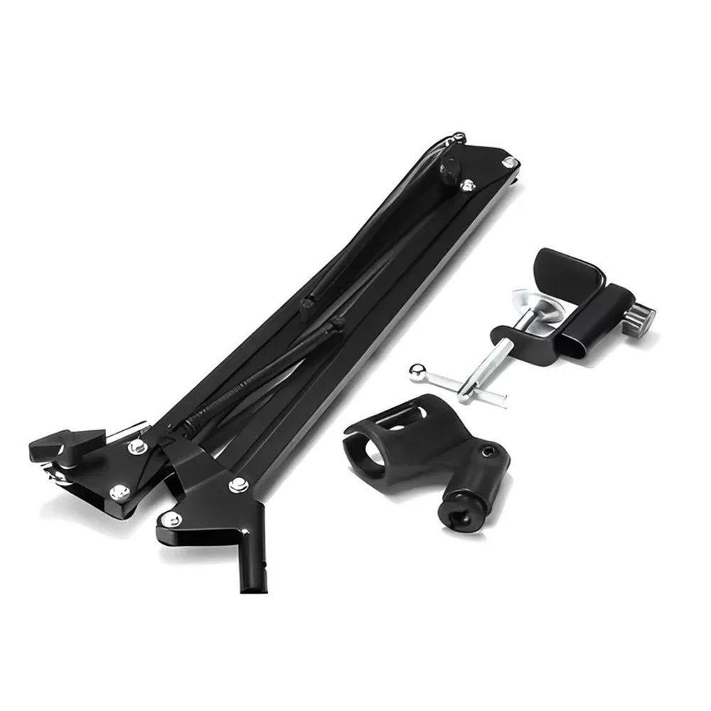 Suporte Pedestal De Microfone Mesa Podcast Transmissao Gravaçao Articulavel Multiuso Resistente Versatil - 3