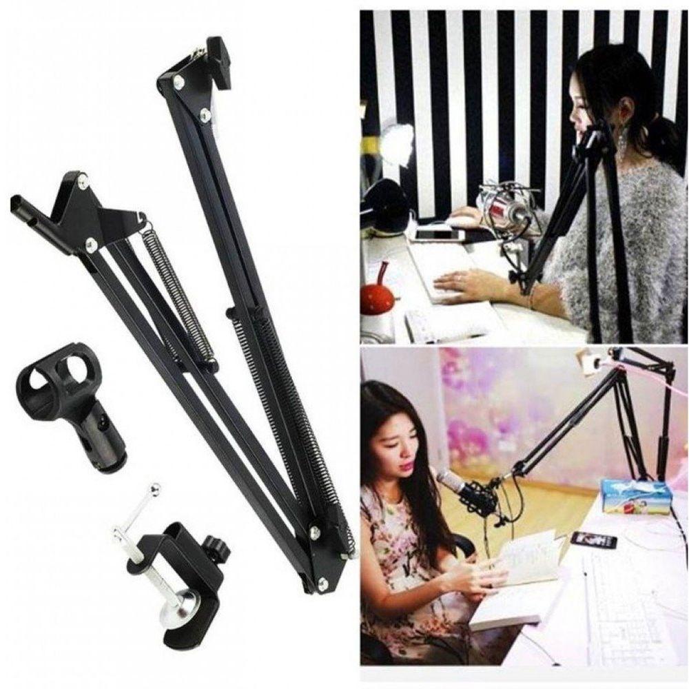 Suporte Pedestal De Microfone Mesa Podcast Transmissao Gravaçao Articulavel Multiuso Resistente Versatil - 8