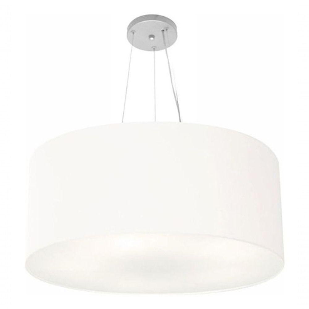 Lustre Pendente Cilíndrico Md-4074 Cúpula Em Tecido 60x30cm Branco - Bivolt - 3