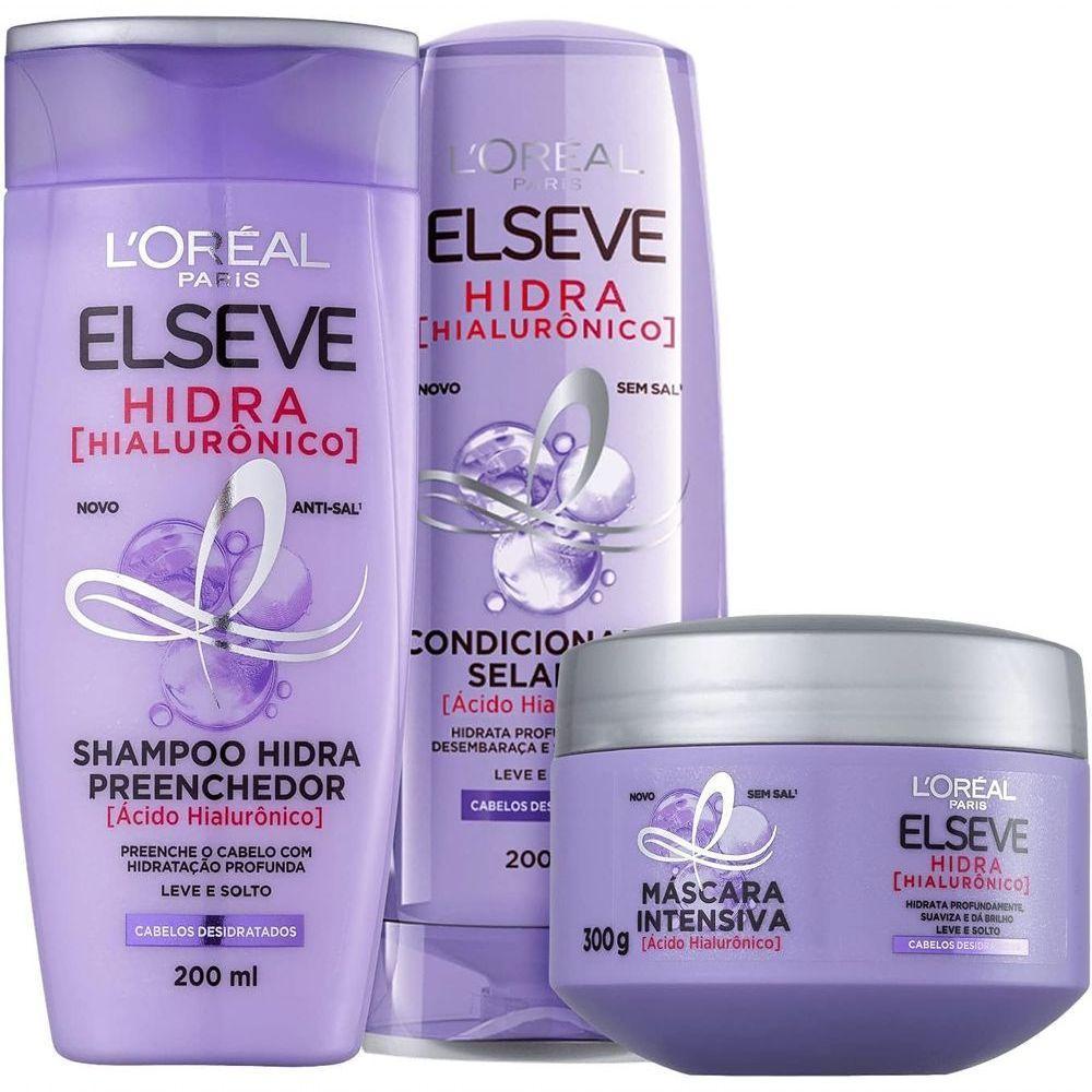 Kit Elseve Hidra Hialurônico Shampoo + Condicionador + Máscara Loréal Paris - 1