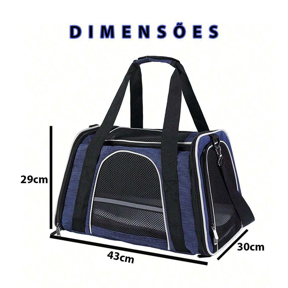 Bolsa Transporte Gato Cachorro Cao Pet Faixa Refletiva Animal De Estimaçao Pequeno Porte Passeio Onibus Aviao - 2