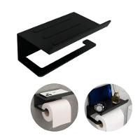 Suporte Preto Para Papel Higiênico Premium Com Prateleira - 3