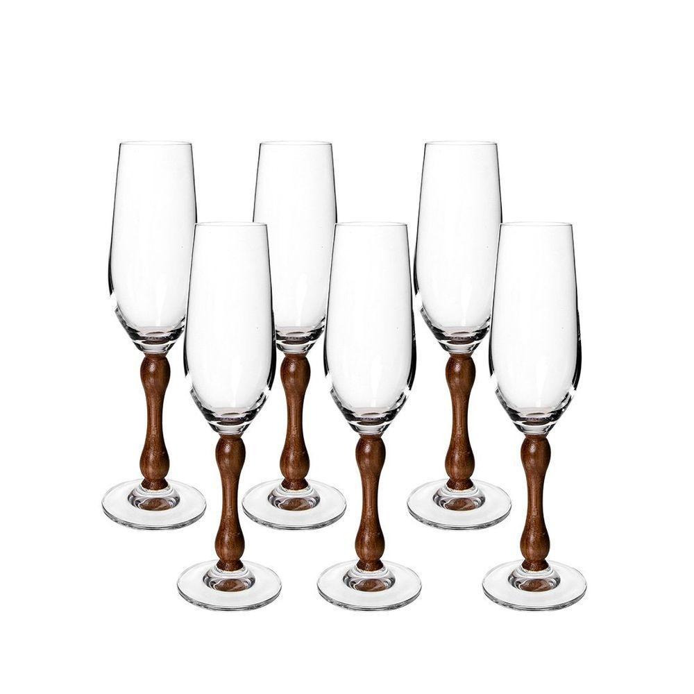 Jogo De Taças Copa E Cia 6 Peças Wood Espumante 235 Ml - 1