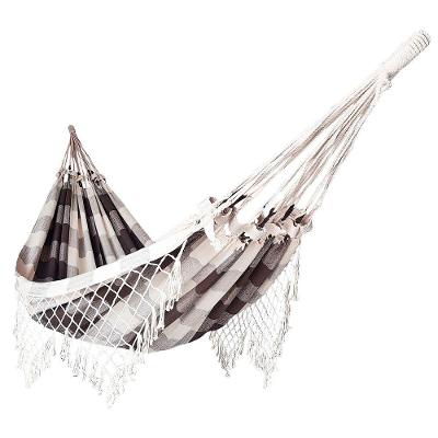 Rede De Dormir Descanso Casal 3,80m X 1,50m Algodão Premium Marrom Xadrez