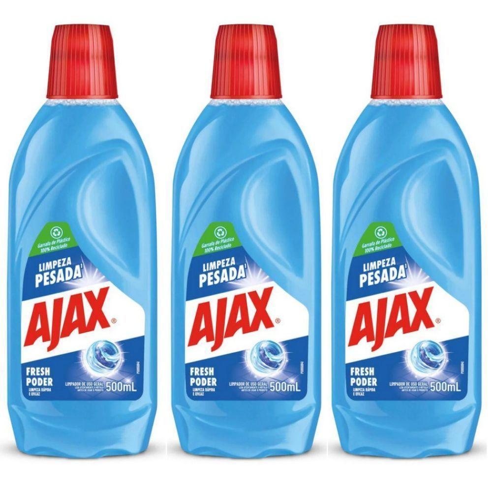 Kit 3 Limpador Diluível Ajax Fresh Blue Limpeza Pesada 500ml - 1