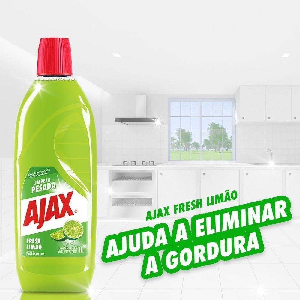 Kit 3 Limpador Diluível Ajax Fresh Limão Limpeza Pesada 1 Litro - 2