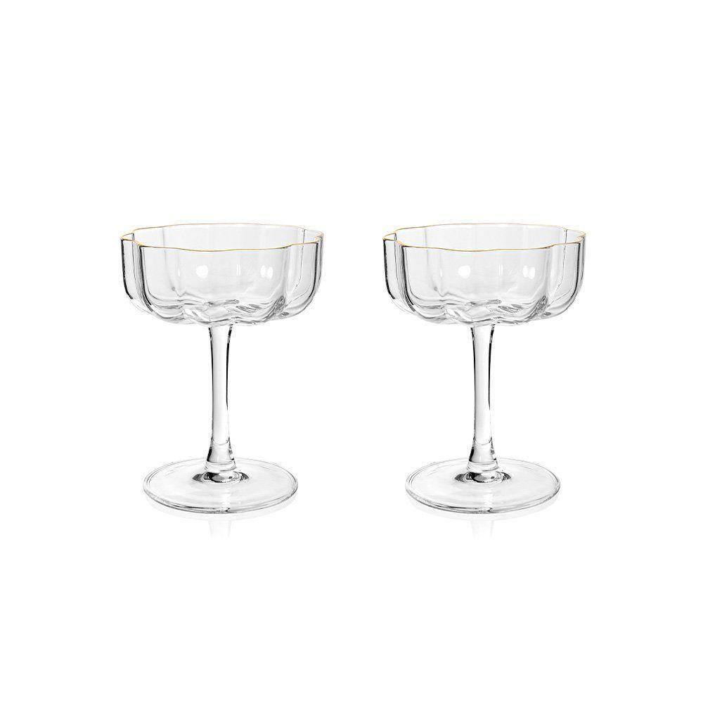 Jogo De Taças Copa E Cia 2 Peças Vitreo Com Filete Dourado Drink/sobremesa 110 Ml - 1