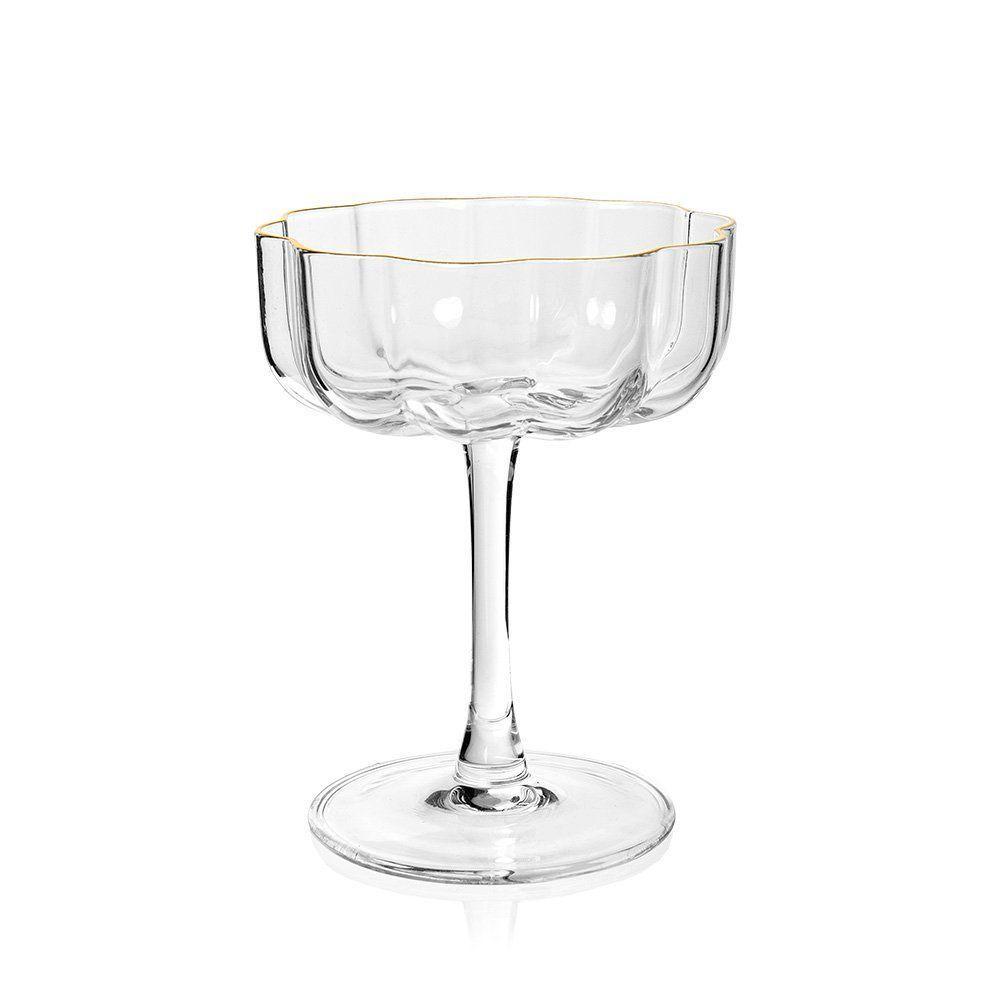 Jogo De Taças Copa E Cia 2 Peças Vitreo Com Filete Dourado Drink/sobremesa 110 Ml - 2