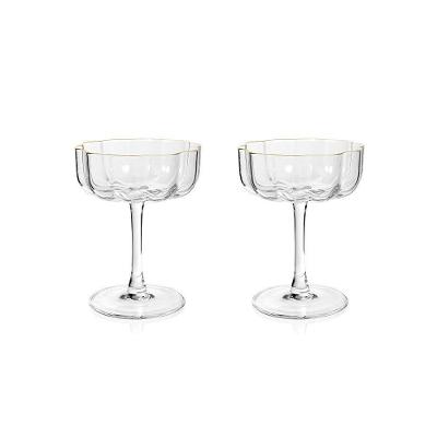 Jogo De Taças Copa E Cia 2 Peças Vitreo Com Filete Dourado Drink/sobremesa 110 Ml