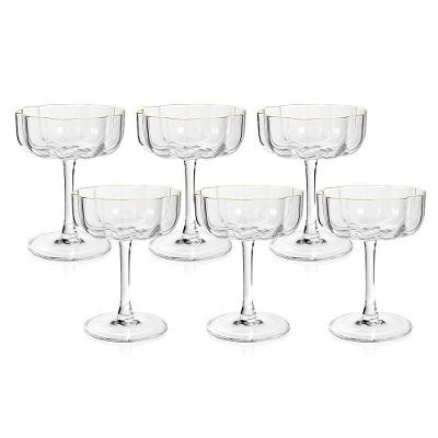 Jogo De Taças Copa E Cia 6 Peças Vitreo Com Filete Dourado Drink/sobremesa 110 Ml