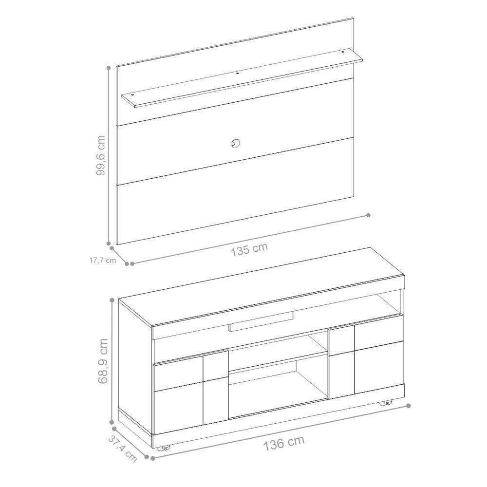Estante Para Tv Com Prateleiras Adamson Noce Preto - 5