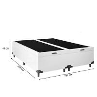 Cama Box Baú King 193 Tecido Sintético Branco Com Colchão Marrocos - Poliéster - Espuma D33 30cm - 2