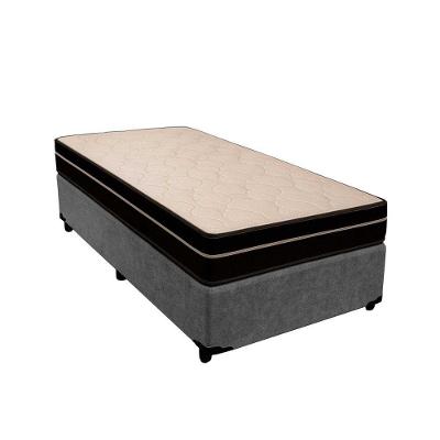 Cama Box Solteiro 88 Suede Cinza Com Colchão Paris - Molas Ensacadas Preto 66x88x188