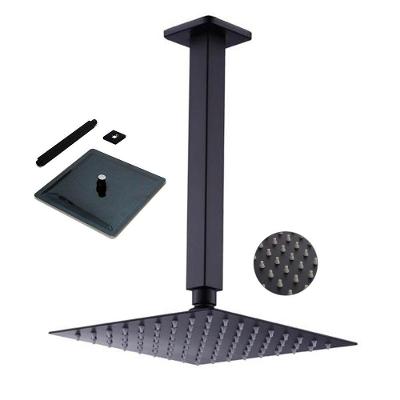 Chuveiro Ducha Inox Preto Fosco 20x20 Quadrado Teto Suporte