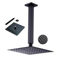 Chuveiro Ducha Inox Preto Fosco 20x20 Quadrado Teto Suporte - 1