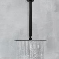 Chuveiro Ducha Inox Preto Fosco 20x20 Quadrado Teto Suporte - 4